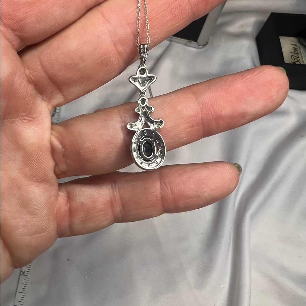 Stunning Diamond and Sapphire Silver Necklace - Picture 2 of 5